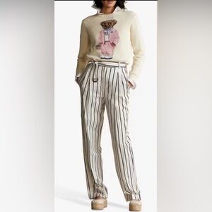 Banana Republic Stripe Trousers Dress Pants White & Navy Pinstripe. Size 4-6.